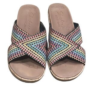 Sketchers Luxe Foam Women’s 7 Cork Rainbow Colors Sandals